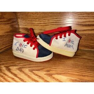 VTG Cradle Jumpers Toddler Shoes I Love Mom I Love Dad Sz 4 Made USA Rare HTF